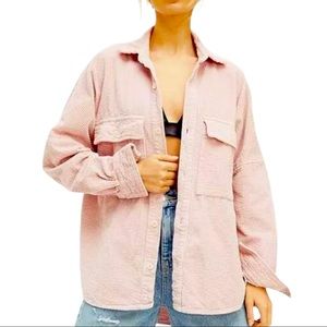 New CP Shades x Free People Pink Oversized Corduroy Buttondown Top / Jacket USA